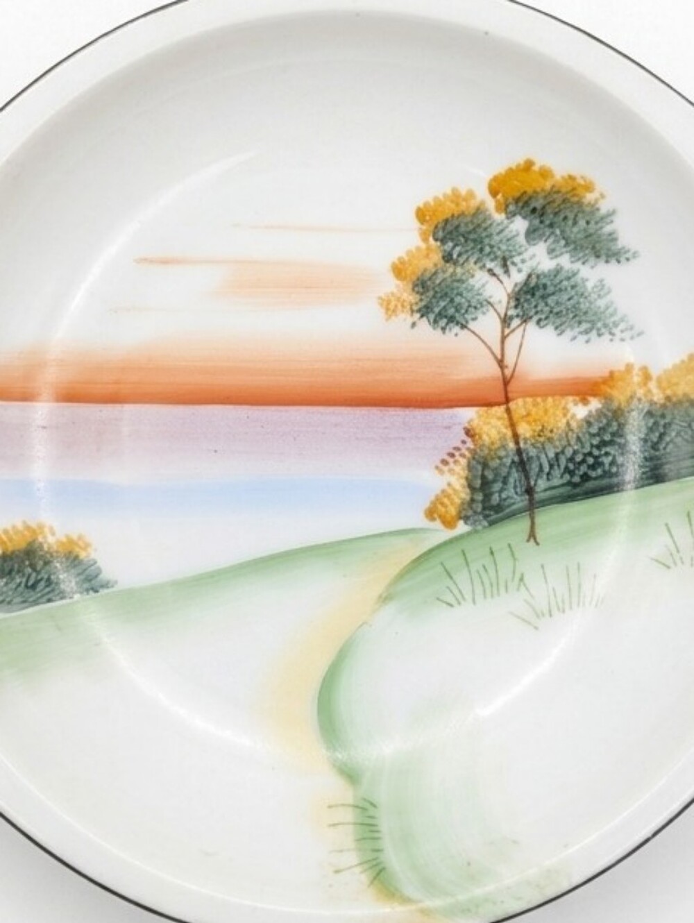 Meito China 7" Hand-Painted Scenic Dish with Handles 1930s/40s Vintage Antique - Picture 3 of 5
